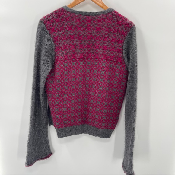 Wooden Ships Mohair Wool Blend Gray Pink Soft Open Cardigan Sweater Size M/L - Picture 5 of 7